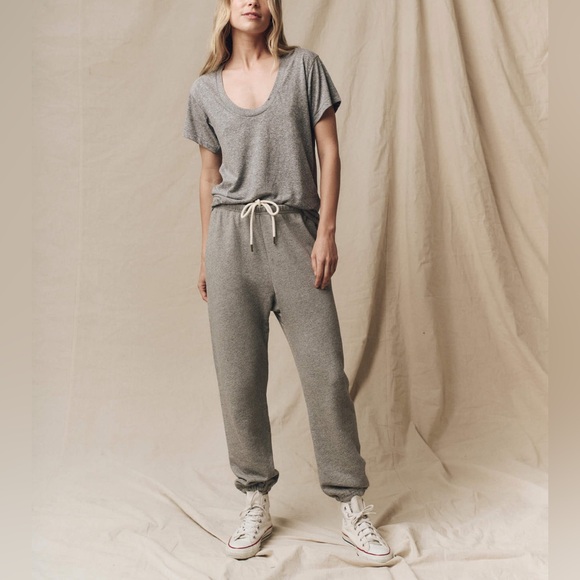 NEW THE GREAT The Stadium Sweatpant Jogger Varsity Gray Cotton Size Small (1) - Picture 5 of 12